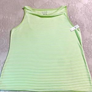 Talbots Soft green and white striped boatneck tank top.Brand new with tags.